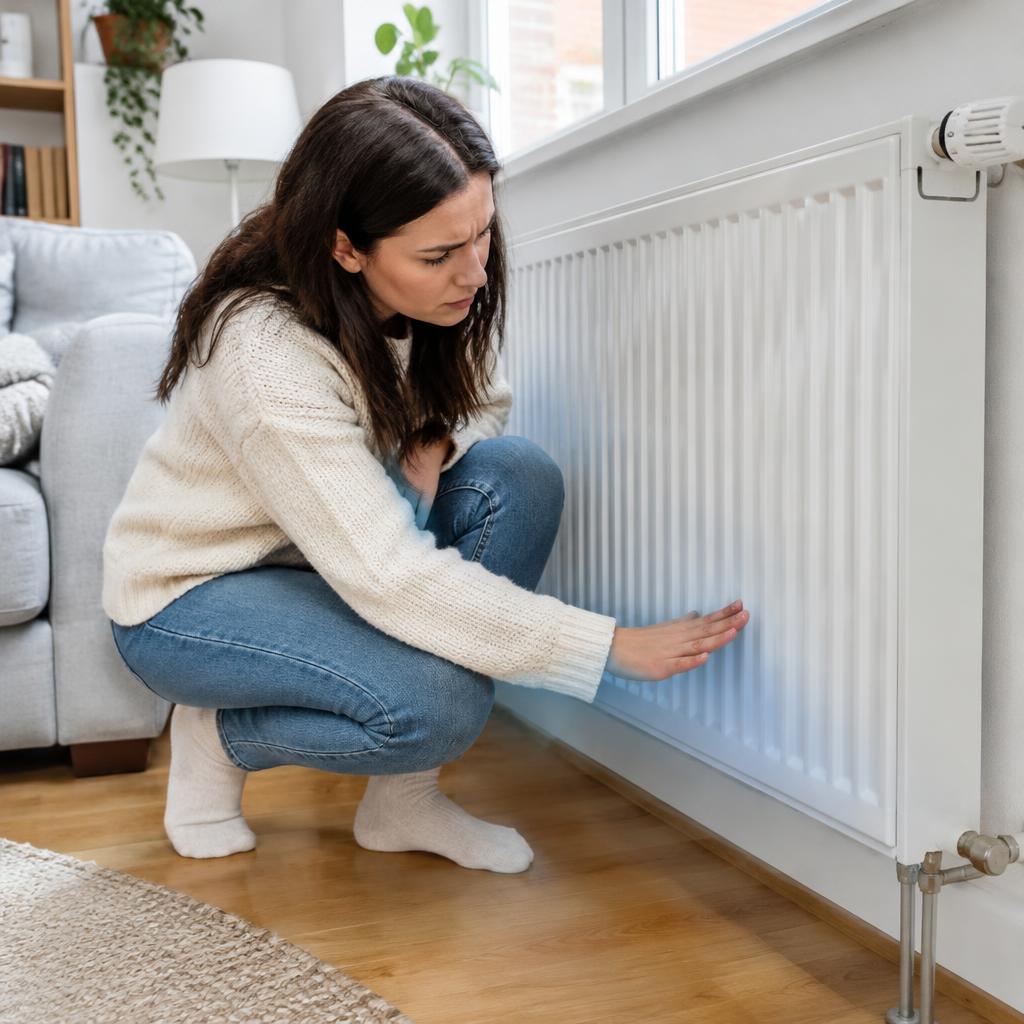 Resident noticing cold radiator patch before commercial power flushing survey London